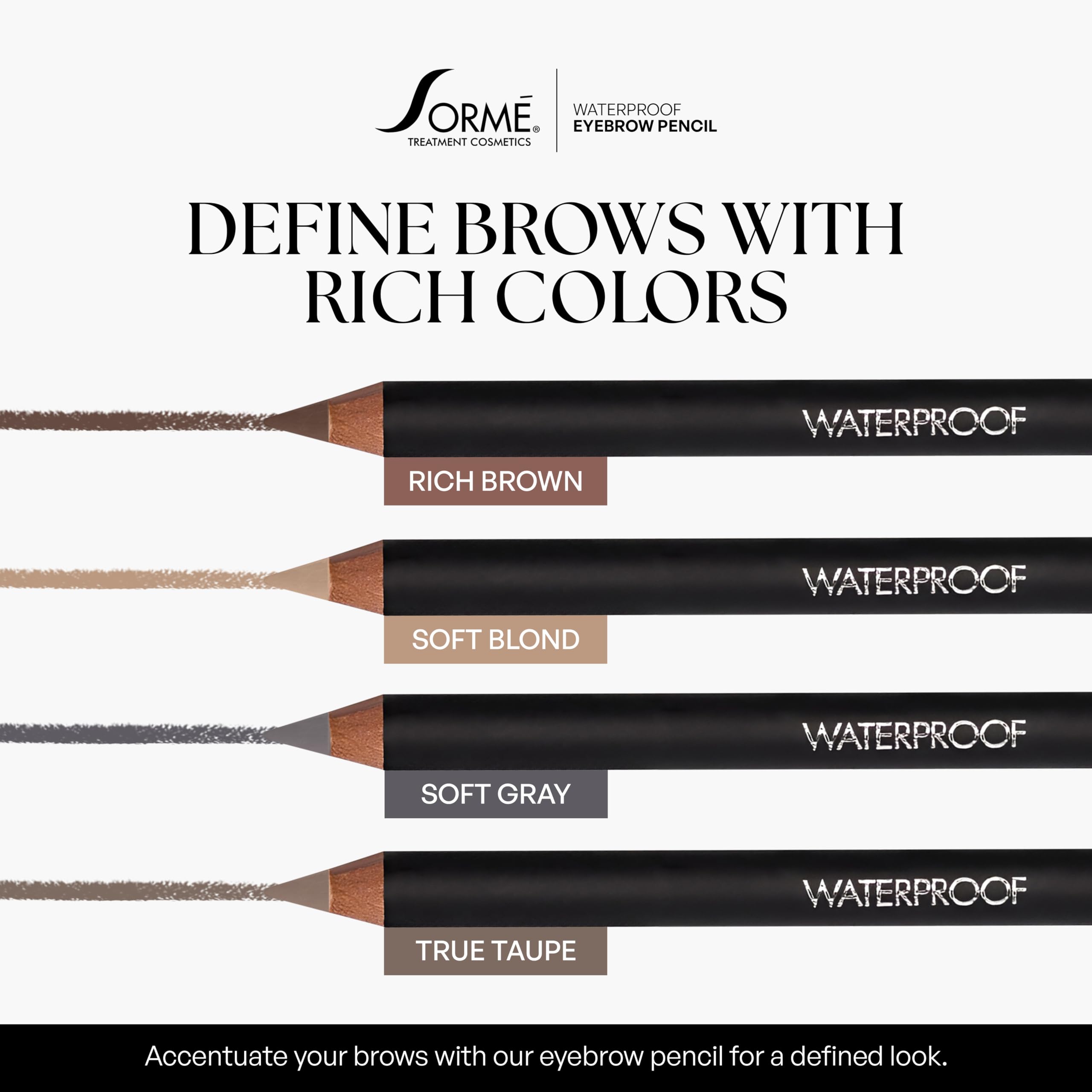 SORMÉ Waterproof Eyebrow Pencil – Soft Gray 0.04 oz | Dual-Ended Pencil & Brush