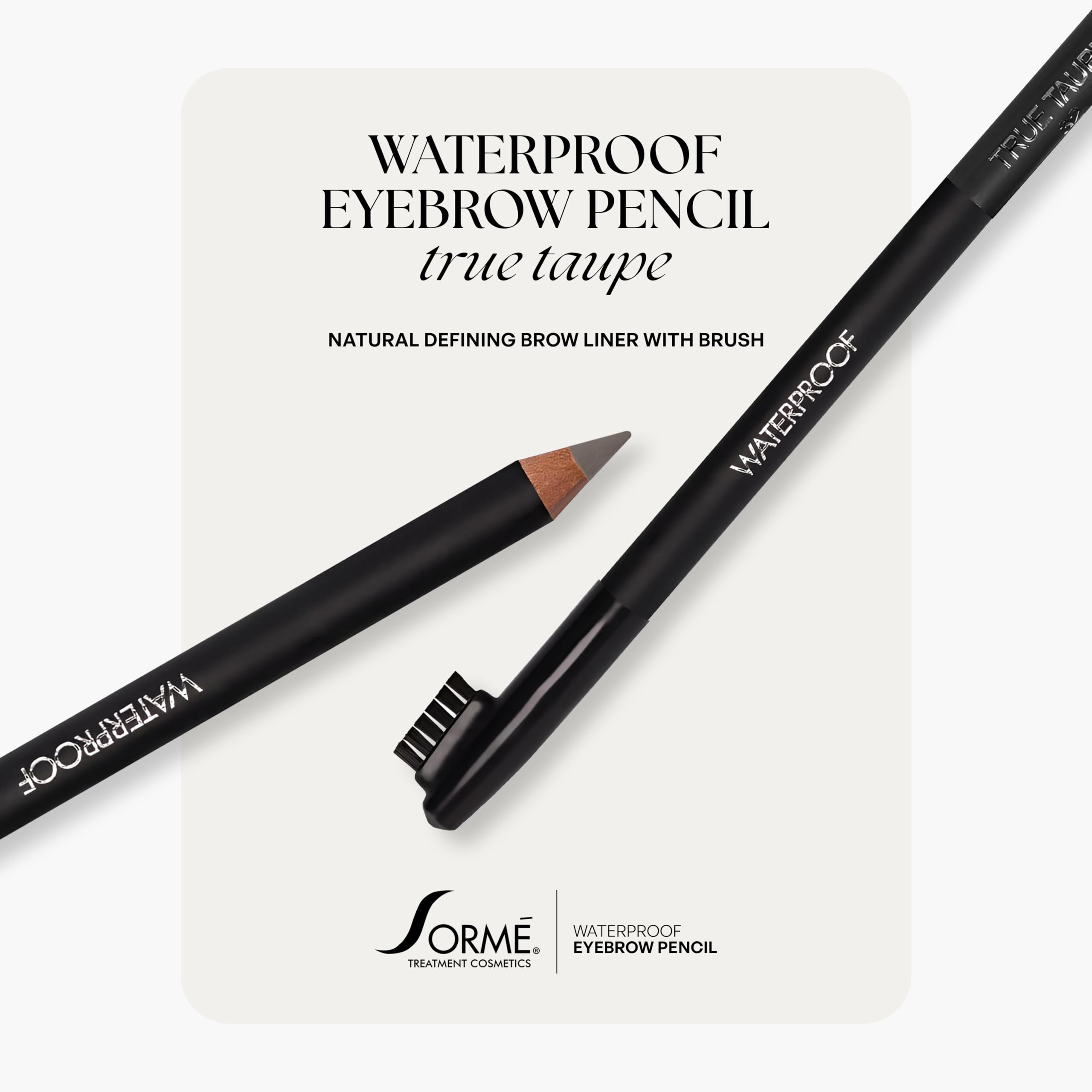 SORMÉ Waterproof Eyebrow Pencil – Soft Gray 0.04 oz | Dual-Ended Pencil & Brush