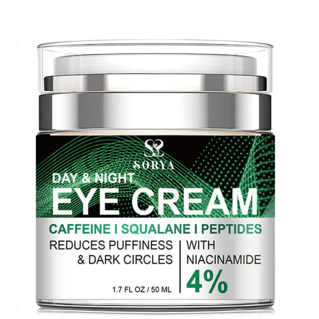 SORYA Caffeine Eye Cream for Dark Circles & Puffiness – Anti-Aging Day & Night Formula with Niacinamide & Peptides