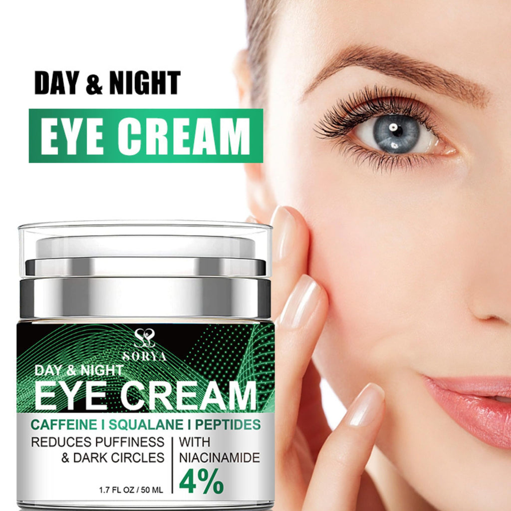 SORYA Caffeine Eye Cream for Dark Circles & Puffiness – Anti-Aging Day & Night Formula with Niacinamide & Peptides