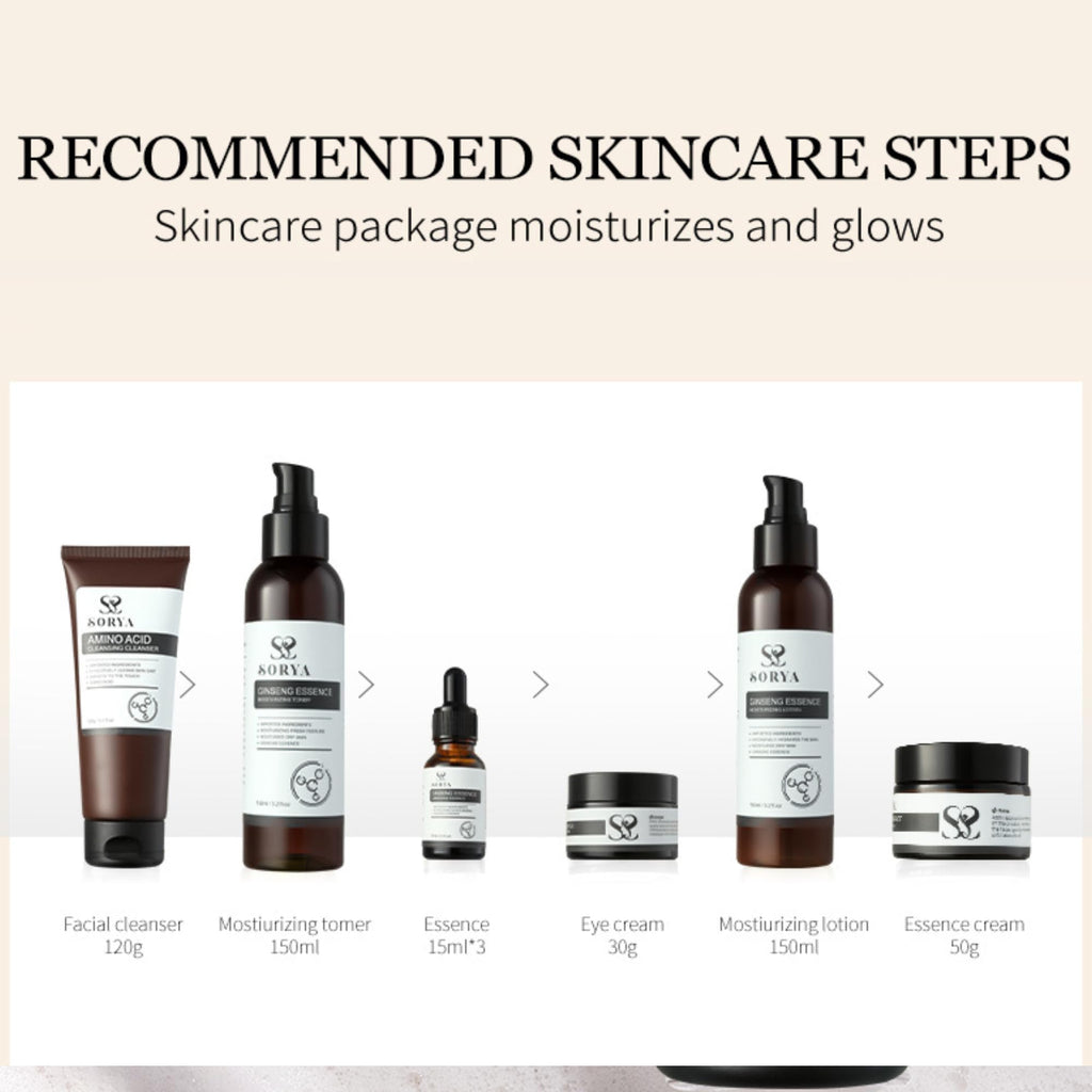 SORYA Korean Red Ginseng Skin Care Set (8-Piece) – Complete Daily Routine