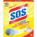 SOS 10002 Steel Wool Soap Pads – 10 Ct (3-Pack)