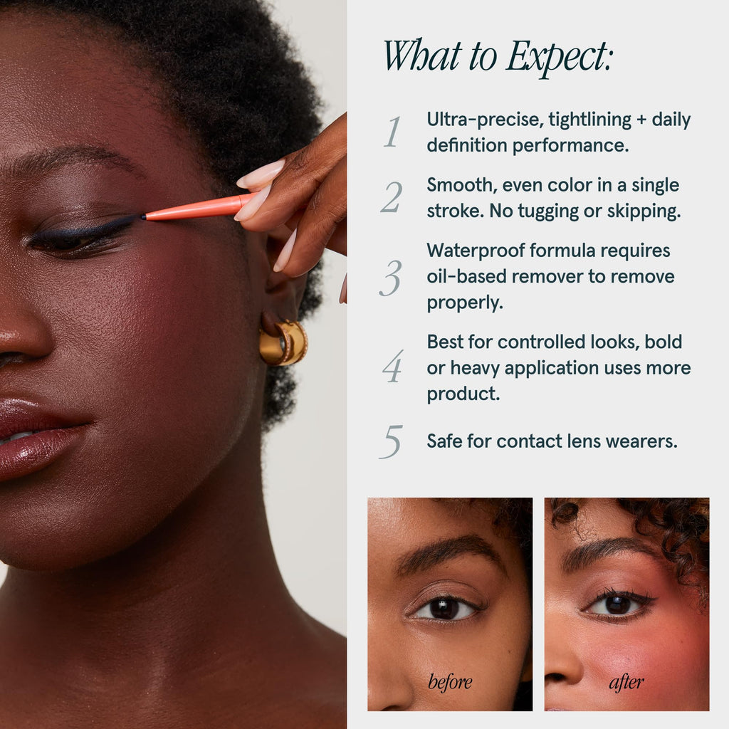 SOSHE Beauty - Waterproof Precision Eyeliner | 1.5mm Gel Liner | Memories of Blue Navy | Refillable & Cruelty-Free