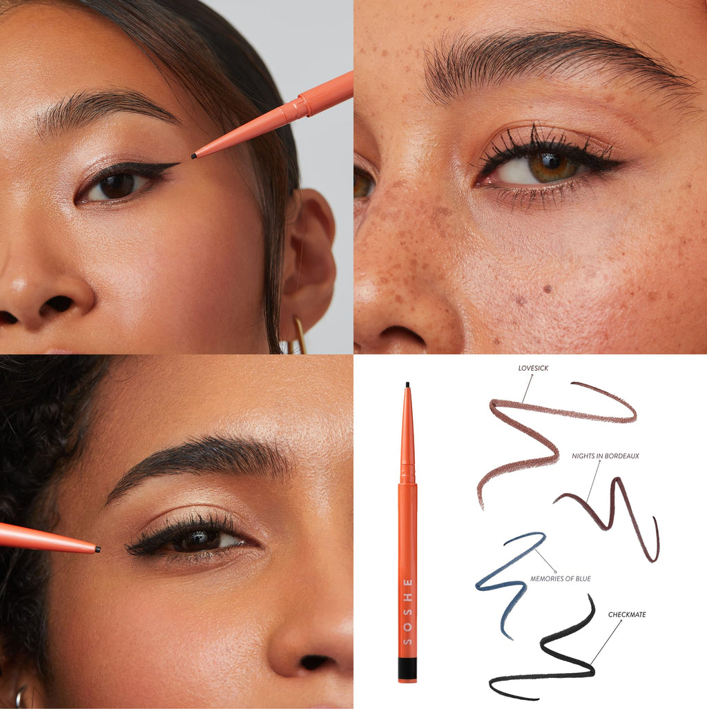 SOSHE Beauty - Waterproof Precision Eyeliner | 1.5mm Gel Liner | Memories of Blue Navy | Refillable & Cruelty-Free