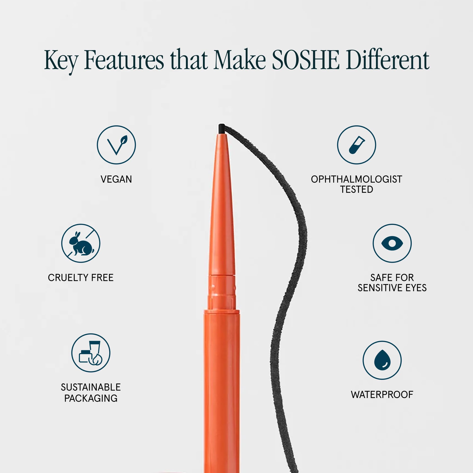 SOSHE Beauty - Waterproof Precision Eyeliner | 1.5mm Gel Liner | Memories of Blue Navy | Refillable & Cruelty-Free
