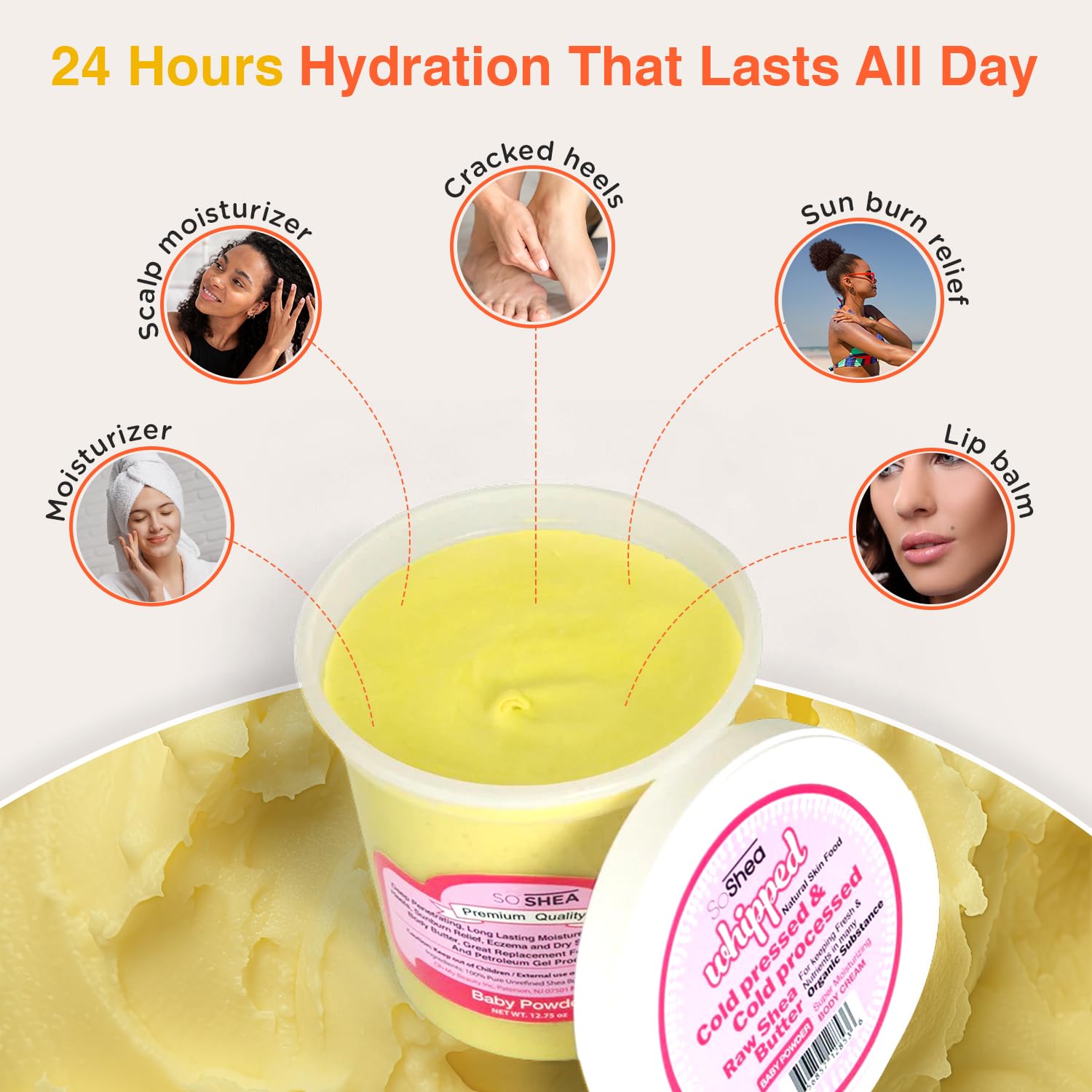 SoShea Whipped Shea Butter Baby Powder – Nourishes, Hydrates & Renewed Skin | 11.5oz