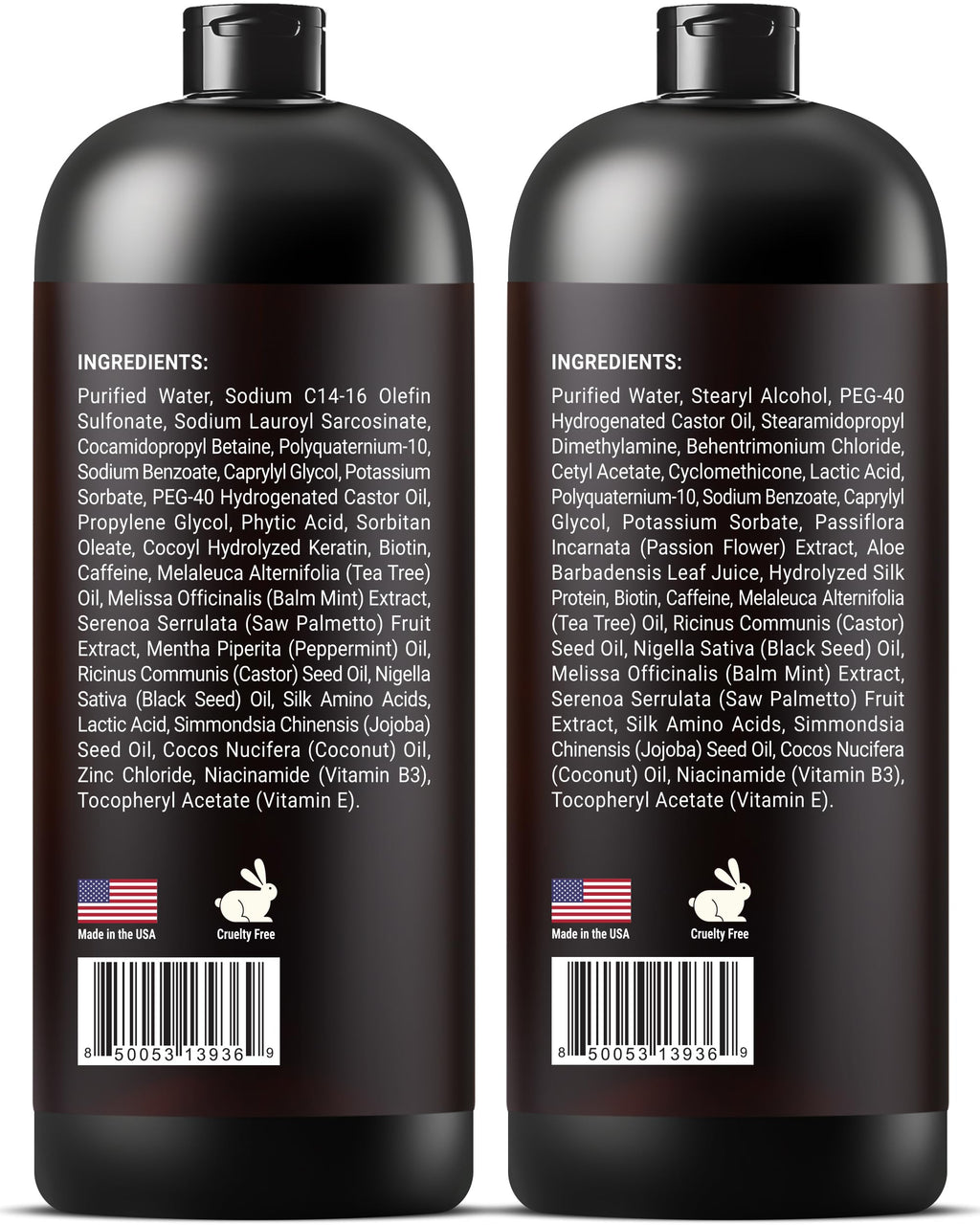 SOULSPA PURE Biotin Shampoo & Conditioner Set — Castor & Black Seed, Sulfate Free