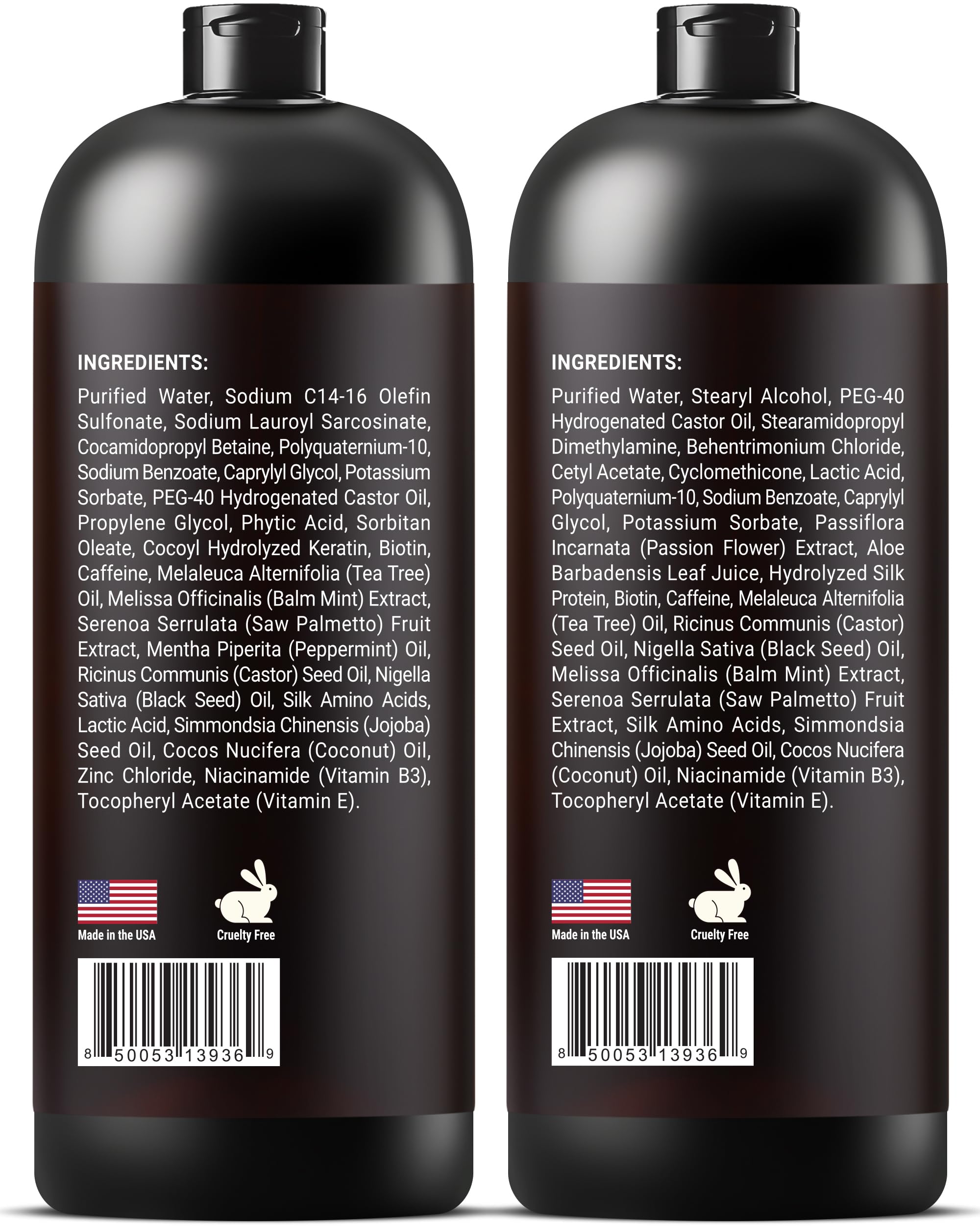 SOULSPA PURE Biotin Shampoo & Conditioner Set — Castor & Black Seed, Sulfate Free