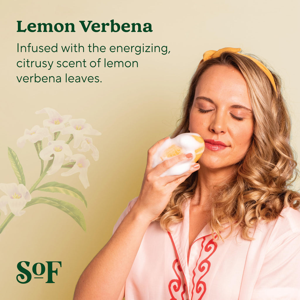 South Of France SoF Lemon Verbena Triple Milled Bar Soap – Coconut Oil & Organic Shea Butter – Vegan & Non-GMO – 6 Bars (6 oz Each)