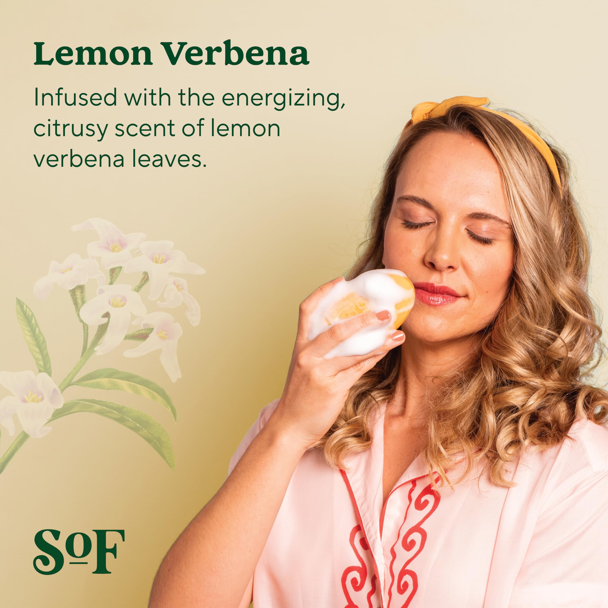 South Of France SoF Lemon Verbena Triple Milled Bar Soap – Coconut Oil & Organic Shea Butter – Vegan & Non-GMO – 6 Bars (6 oz Each)