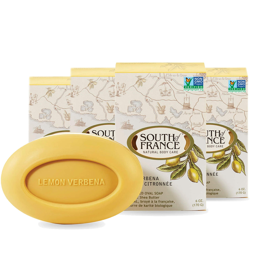 Lemon Verbena Clean Bar Soap | South Of France Triple-Milled, Vegan 4-Pack (6 oz)