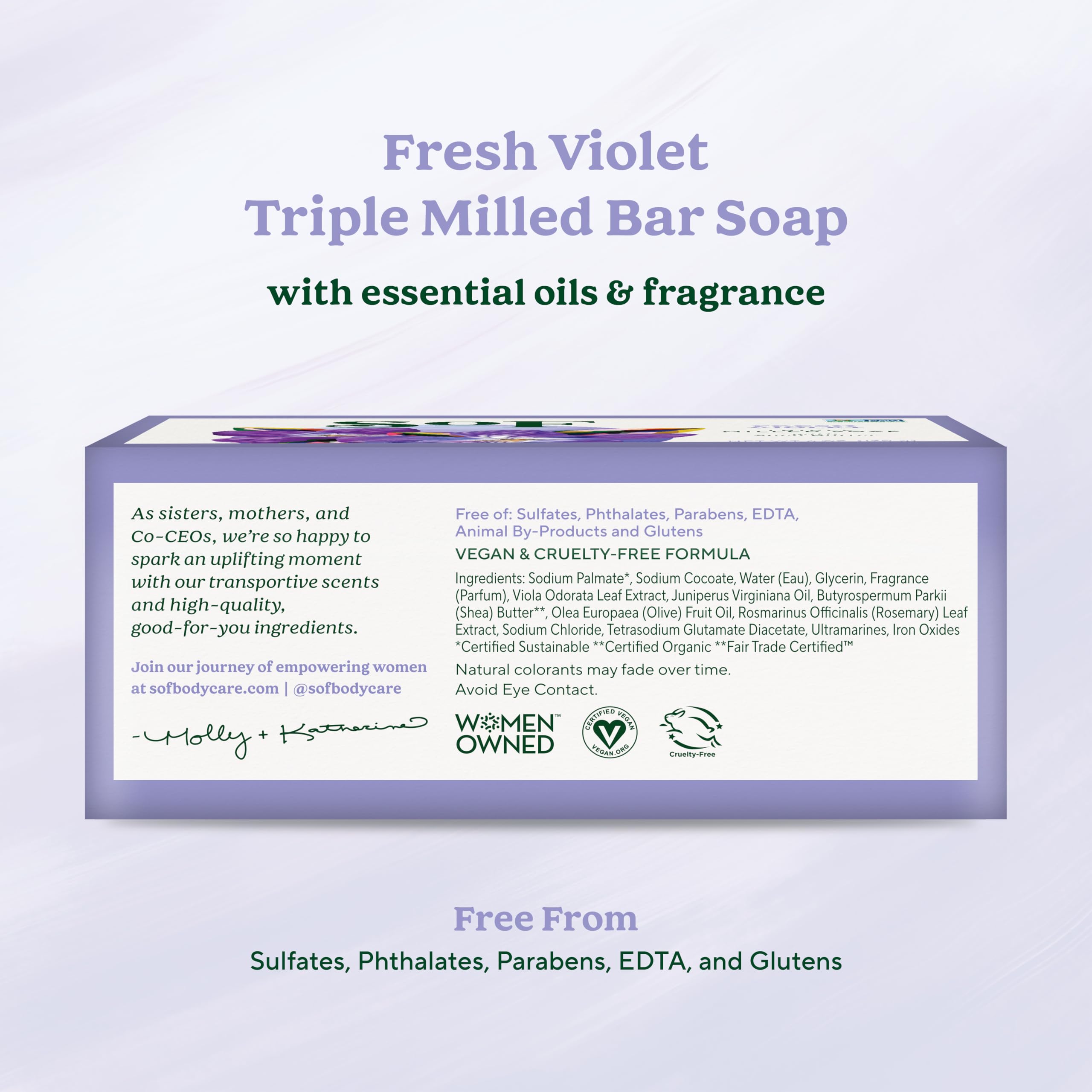South Of France SoF Triple Milled Bar Soap – Fresh Violet with Coconut Oil & Organic Shea Butter | 6 oz Bar (6 Bars) | Vegan & Non-GMO