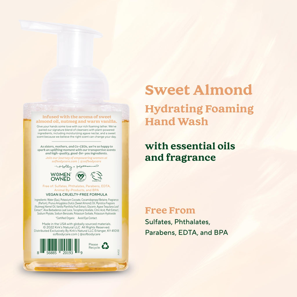 SoF Hydrating Foaming Hand Wash – Organic Agave Nectar & Coconut Oil (3x8 oz), Vegan & Non-GMO | South Of France