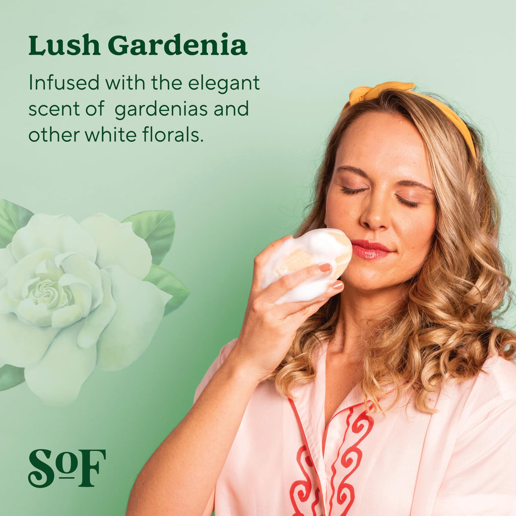 South Of France SoF Triple-Milled Gardenia Bar Soap – Coconut Oil & Organic Shea Butter, Vegan & Non-GMO, 4 x 6 oz