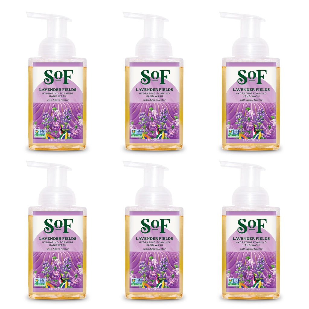 South Of France SoF Hydrating Foaming Hand Wash Lavender Fields – Vegan, Non-GMO, 8 oz (6 Pack)