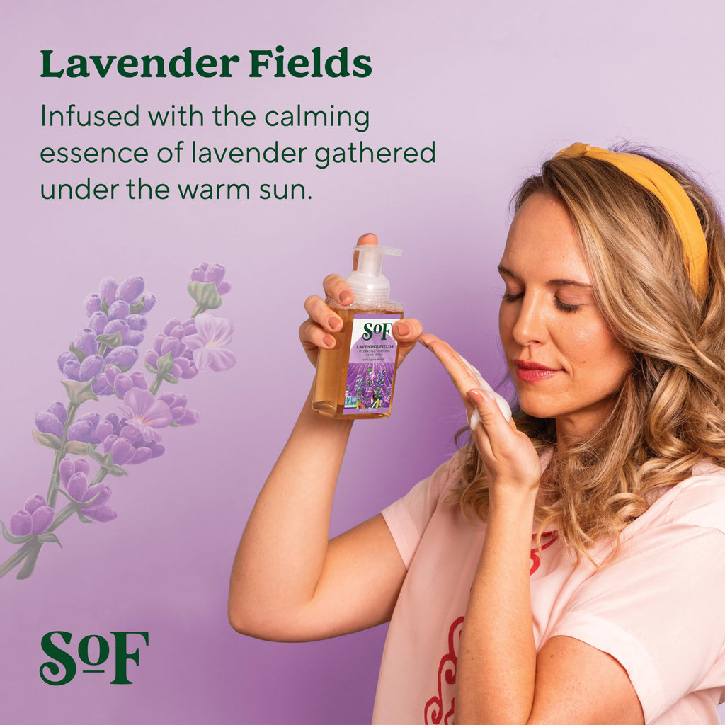 South Of France SoF Hydrating Foaming Hand Wash Lavender Fields – Vegan, Non-GMO, 8 oz (6 Pack)