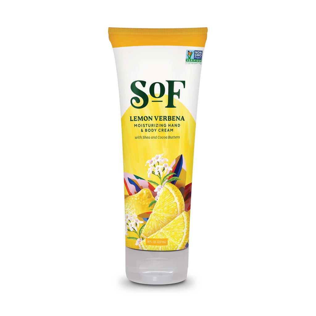 South Of France SoF Moisturizing Hand & Body Cream – Lemon Verbena, Organic Shea & Cocoa Butter, 8 oz | Vegan & Non-GMO