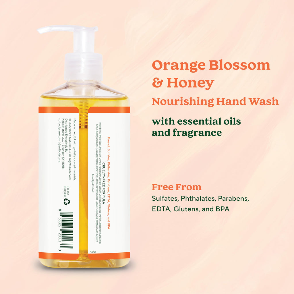 South Of France SoF Nourishing Hand Wash – Orange Blossom & Honey, 3 x 8 oz, Vegan & Non-GMO