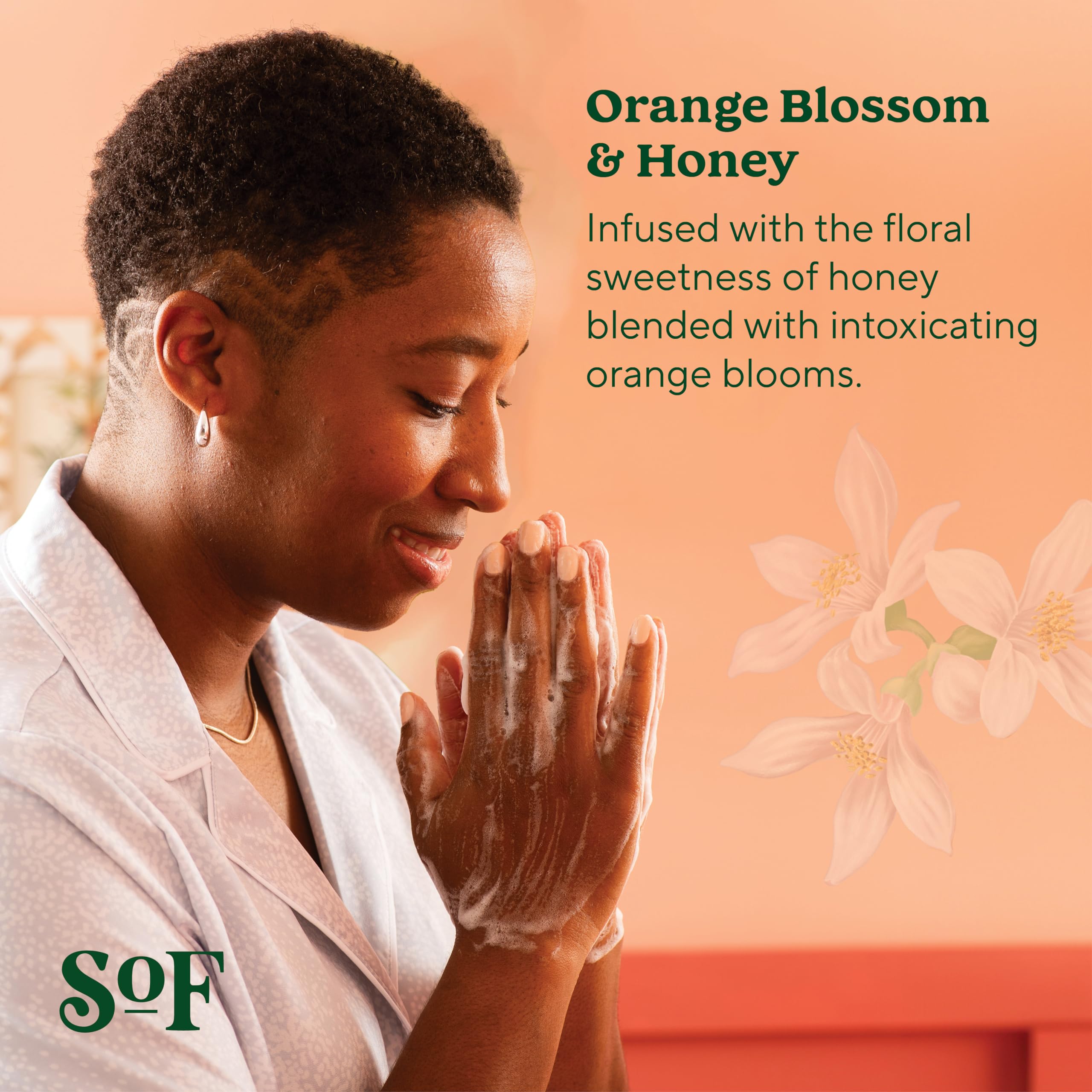 South Of France SoF Nourishing Hand Wash – Orange Blossom & Honey, 3 x 8 oz, Vegan & Non-GMO