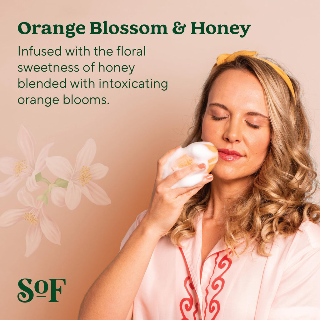 South Of France SoF Triple Milled Bar Soap – Orange Blossom & Honey, 6 Bars (6 oz each)