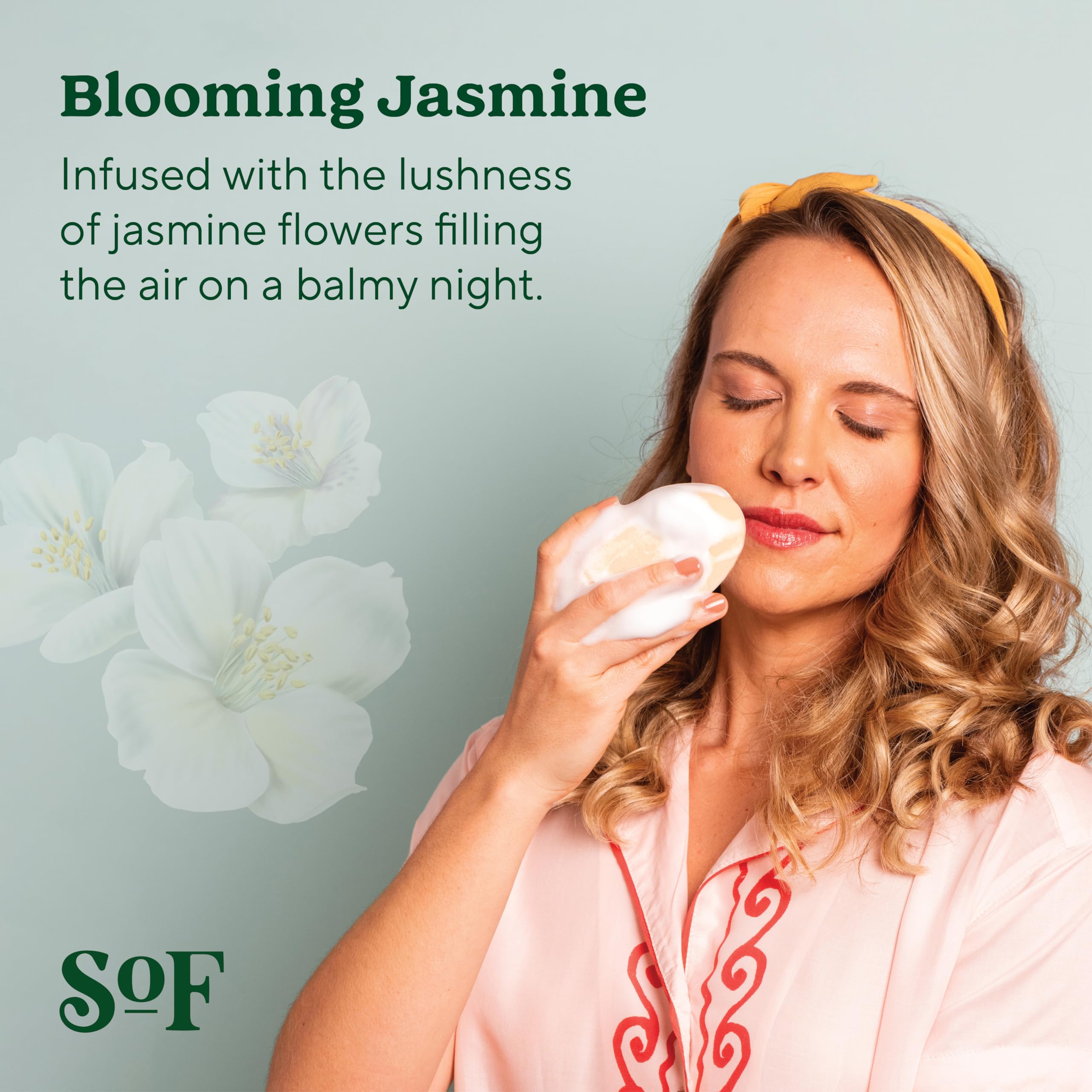 SoF Blooming Jasmine Triple Milled Bar Soap – Coconut Oil & Organic Shea Butter, Vegan & Non-GMO – 6 oz