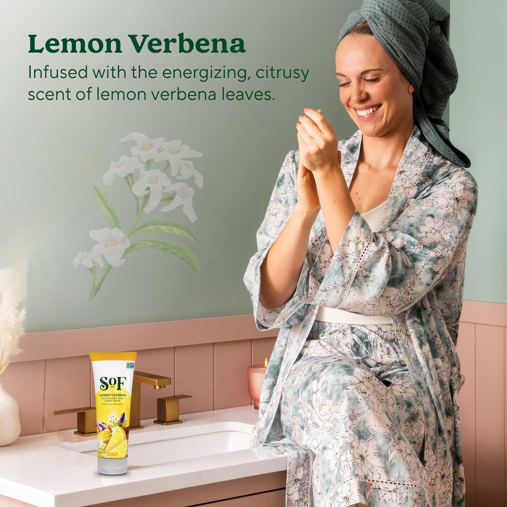 South Of France SoF Moisturizing Hand & Body Cream – Lemon Verbena, Organic Shea & Cocoa Butter, 8 oz | Vegan & Non-GMO