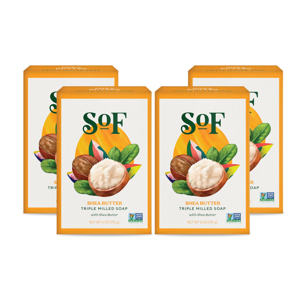 SoF Triple Milled Bar Soap – Coconut Oil & Organic Shea Butter | Vegan & Non-GMO | 6 oz | South Of France