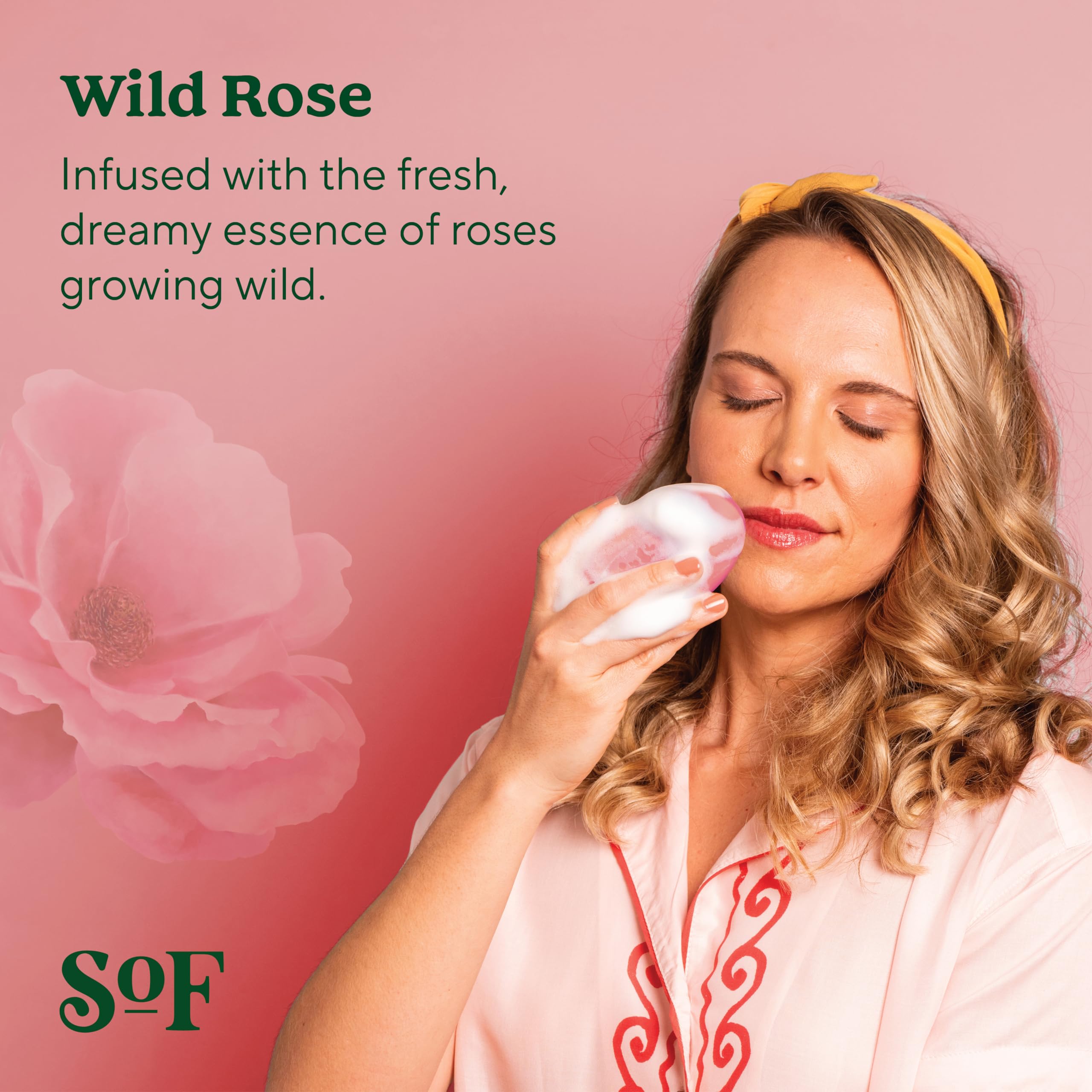South Of France SoF Wild Rose Triple Milled Bar Soap – Coconut Oil & Organic Shea Butter | Vegan & Non-GMO | 6 x 6 oz