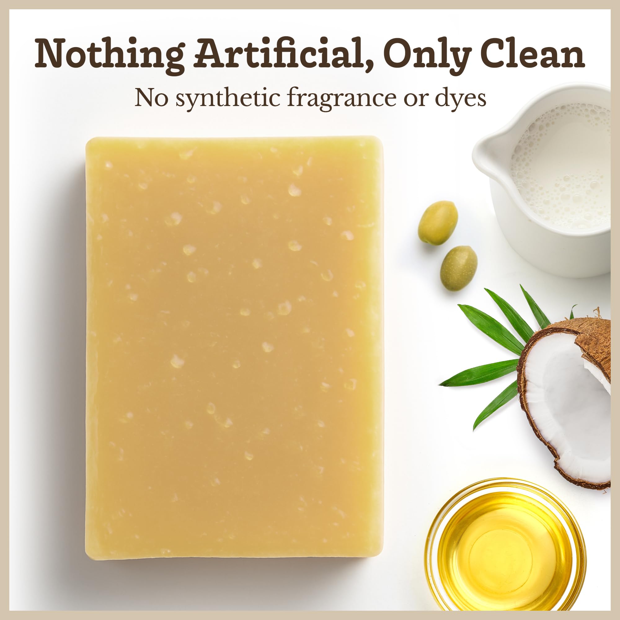 Southern Natural Goat Milk Soap Bar Castile 3-Pack – Unscented for Dry, Sensitive Skin
