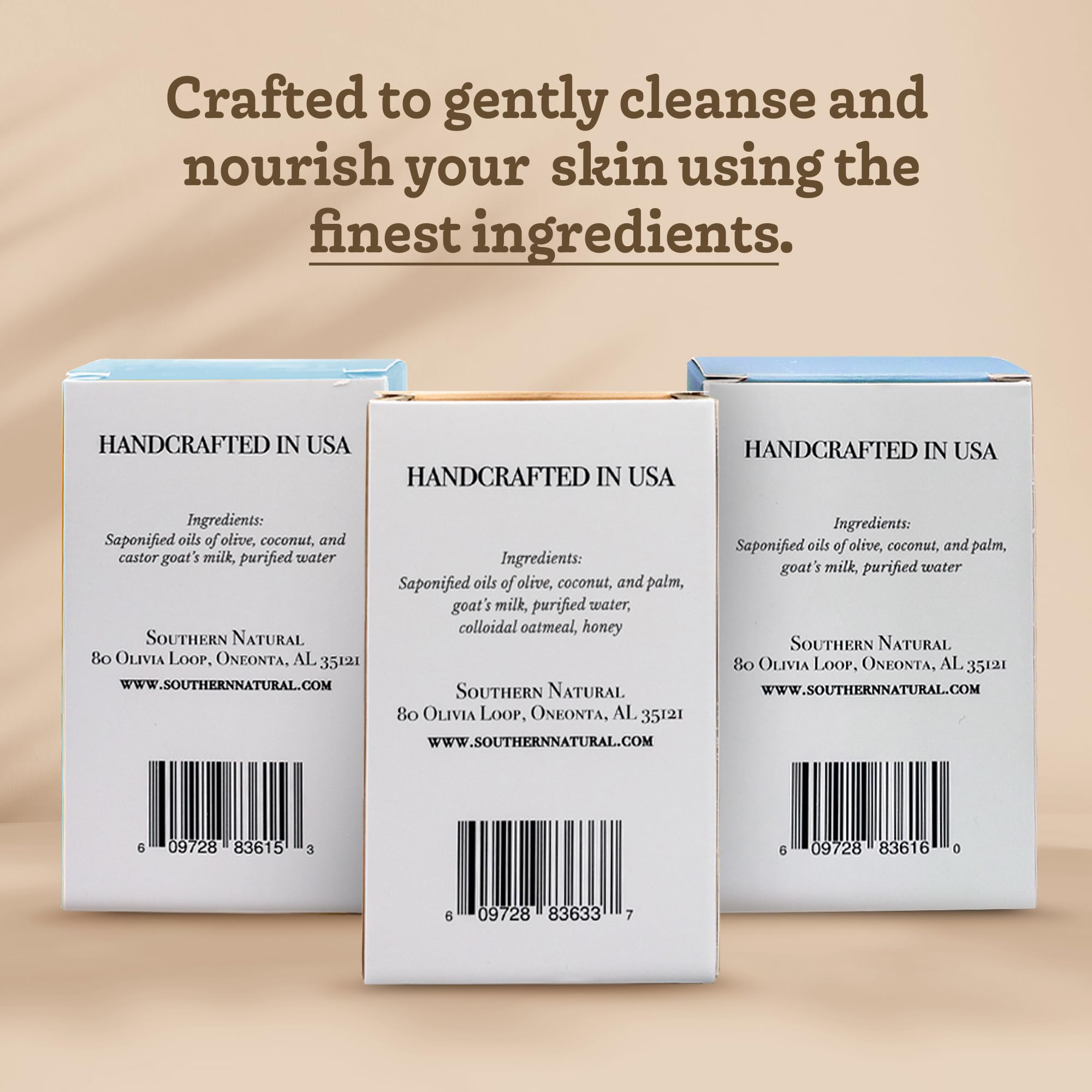 Southern Natural Goat Milk Soap Bar – Unscented Oatmeal & Honey | Castile & Unscented – Handmade for Dry, Sensitive Skin – 3 Pack (4-4.5 oz)