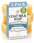 Southern Natural Goat Milk Soap Bar (Unscented 3 Pack) for Dry Sensitive Skin