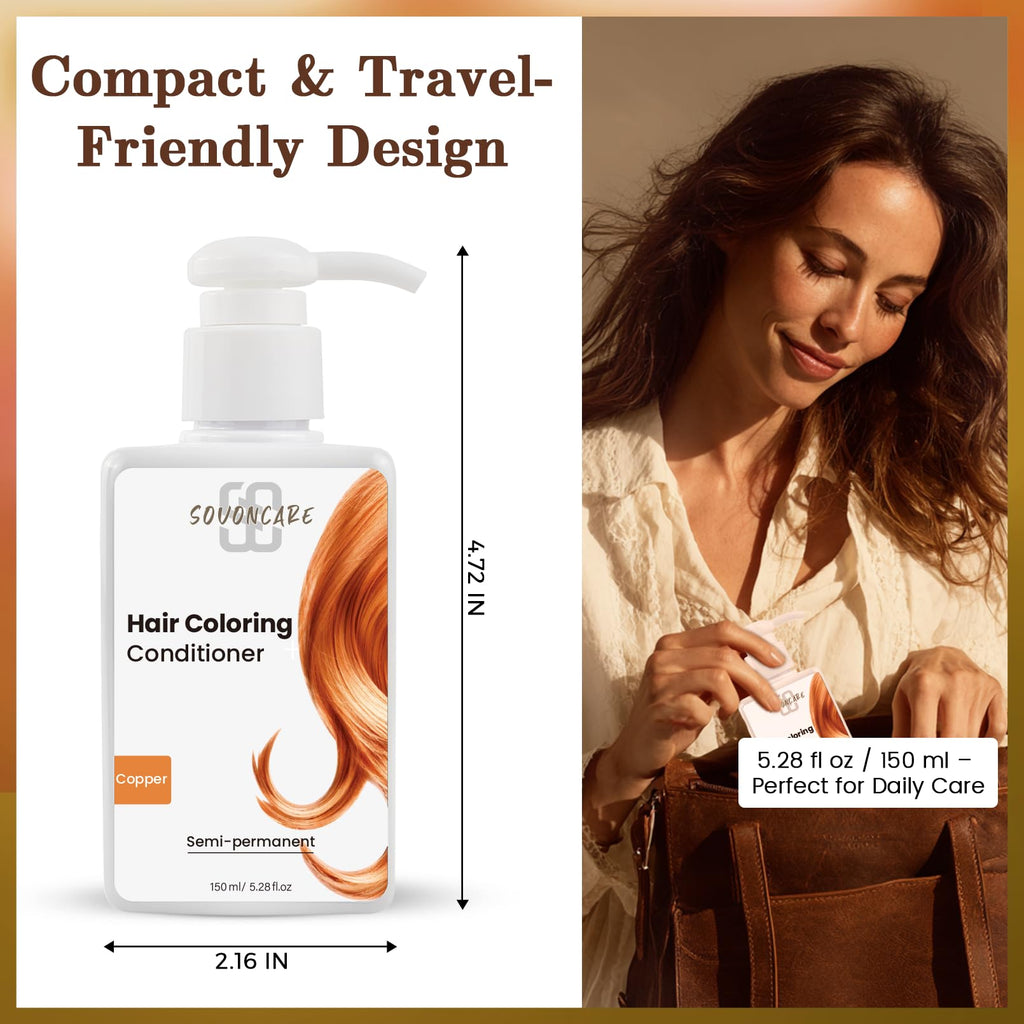 SOVONCARE Hair Color Depositing Conditioner - Light Copper | Semi-Permanent Color, 5.28 oz
