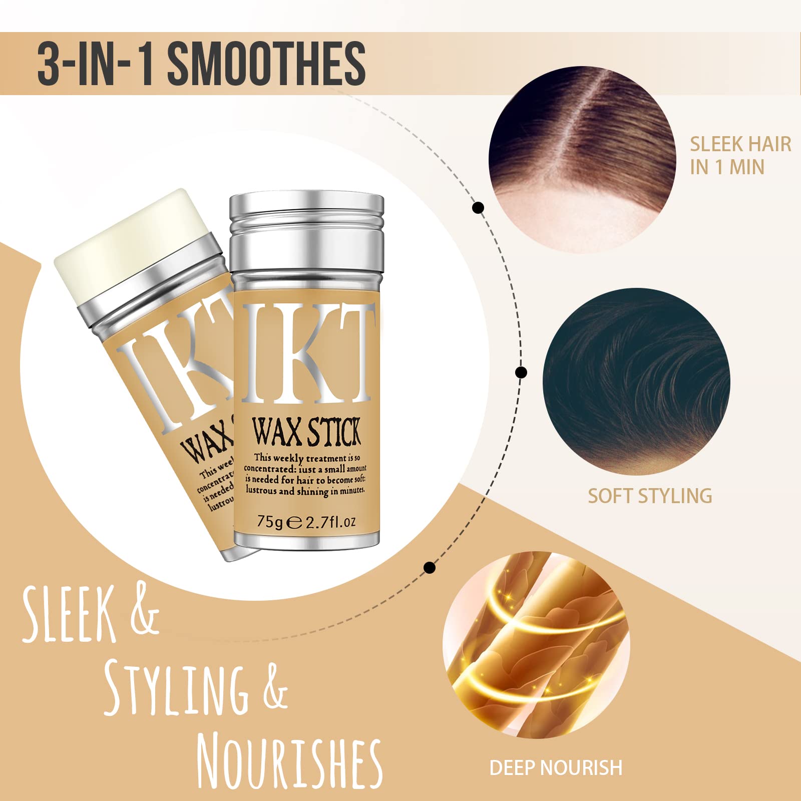 SOVONCARE Hair Wax Stick for Wigs, 3 Pack – Edge Control, Non-Greasy Hold, 2.7 oz