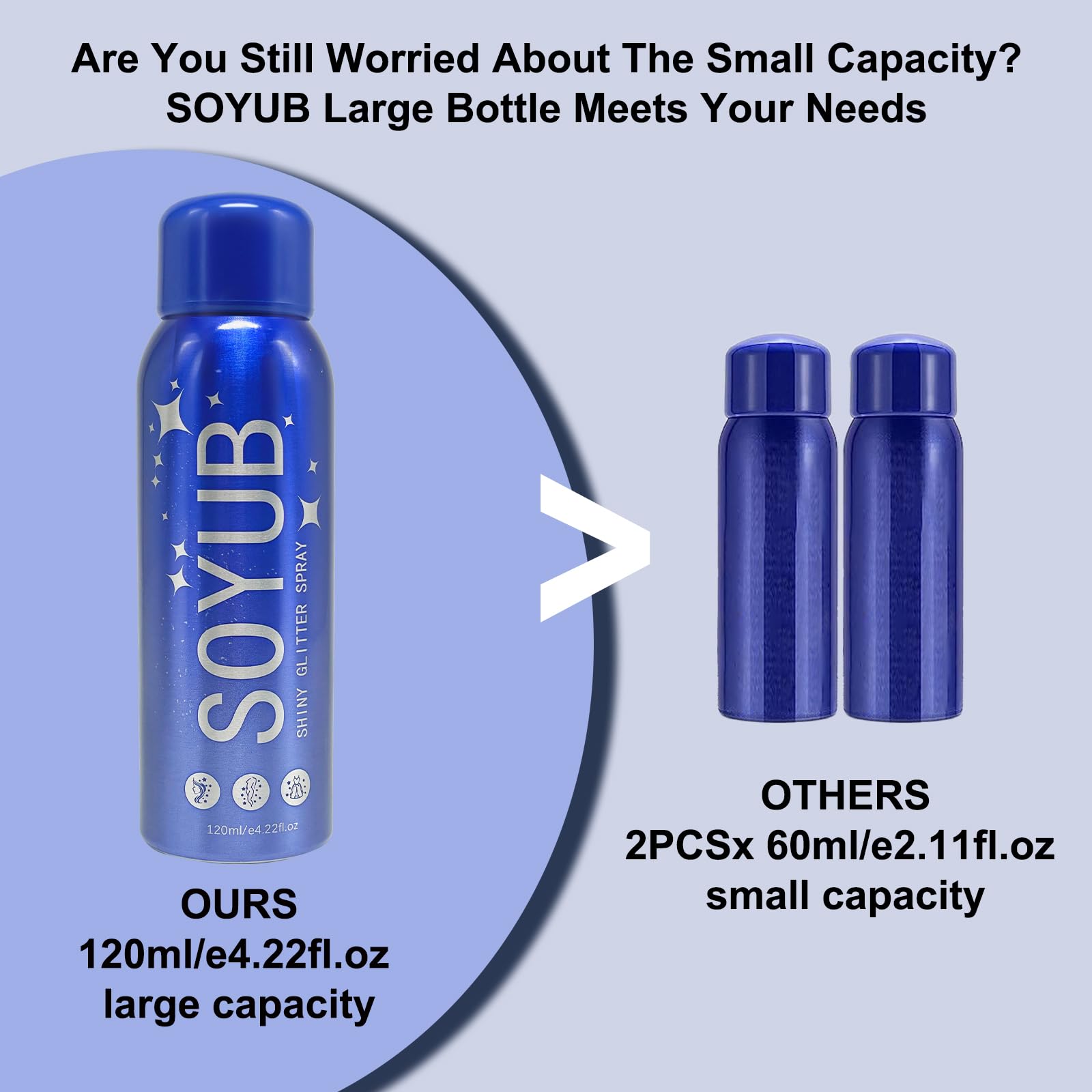 SOYUB Body Glitter Spray for Hair and Body | Quick-Dry, Long-Lasting Glitter Hairspray for Festivals & Parties