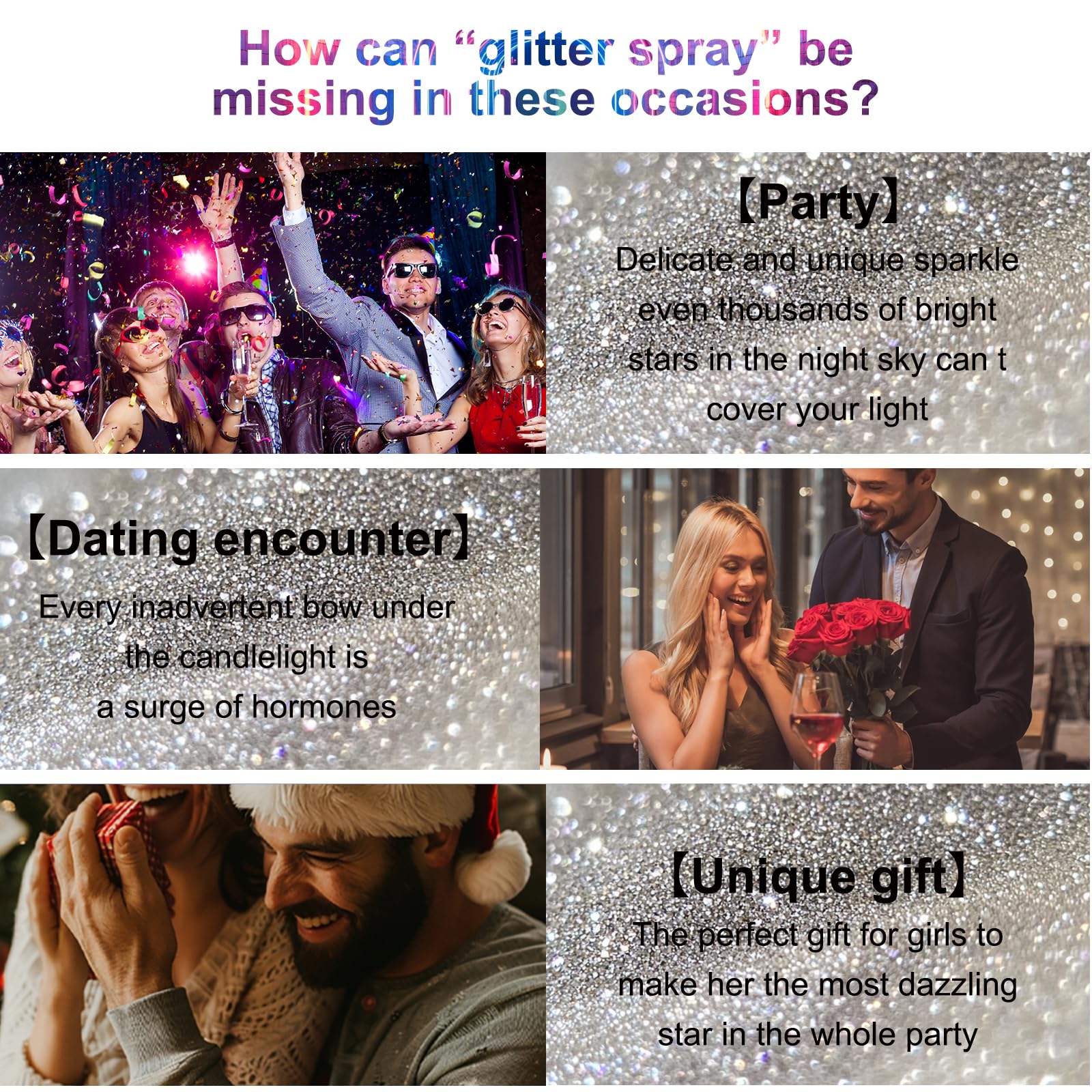 SOYUB Body Glitter Spray for Hair and Body | Quick-Dry, Long-Lasting Glitter Hairspray for Festivals & Parties