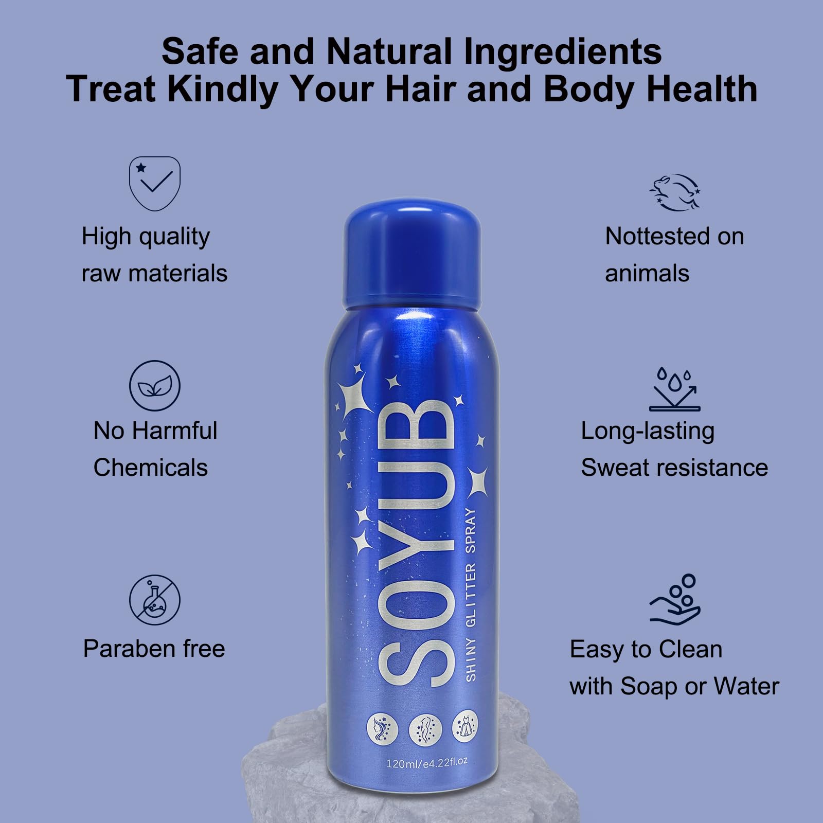 SOYUB Body Glitter Spray for Hair and Body | Quick-Dry, Long-Lasting Glitter Hairspray for Festivals & Parties