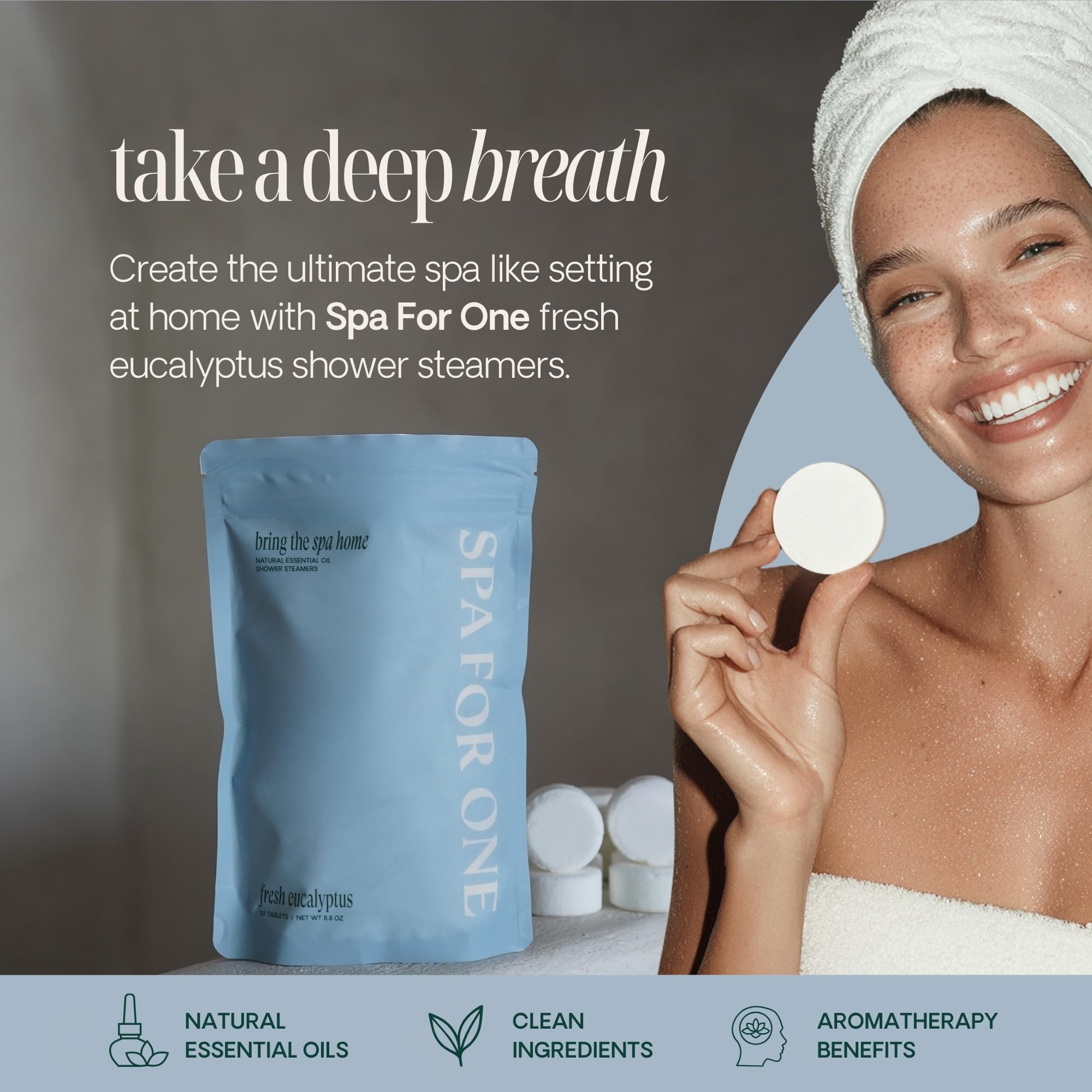Spa For One Shower Steamers Aromatherapy 10 Pack – Eucalyptus, Made in USA