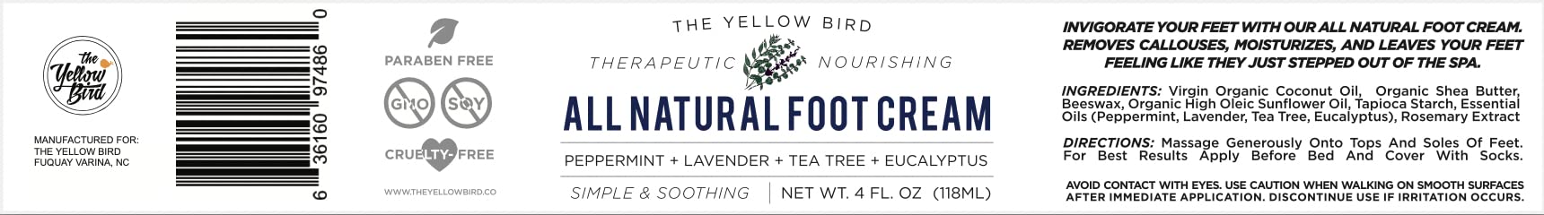 Yellow Bird Foot Cream 2 Pack Bundle - Natural Dry & Itchy Feet Repair Balm
