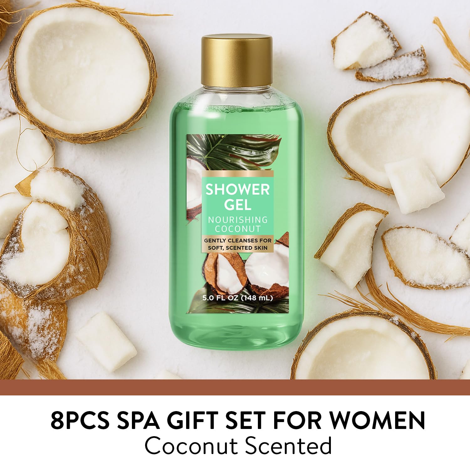 Spa Luxetique 8-Piece Bath & Body Gift Set for Women | Tropical Coconut Spa Gift