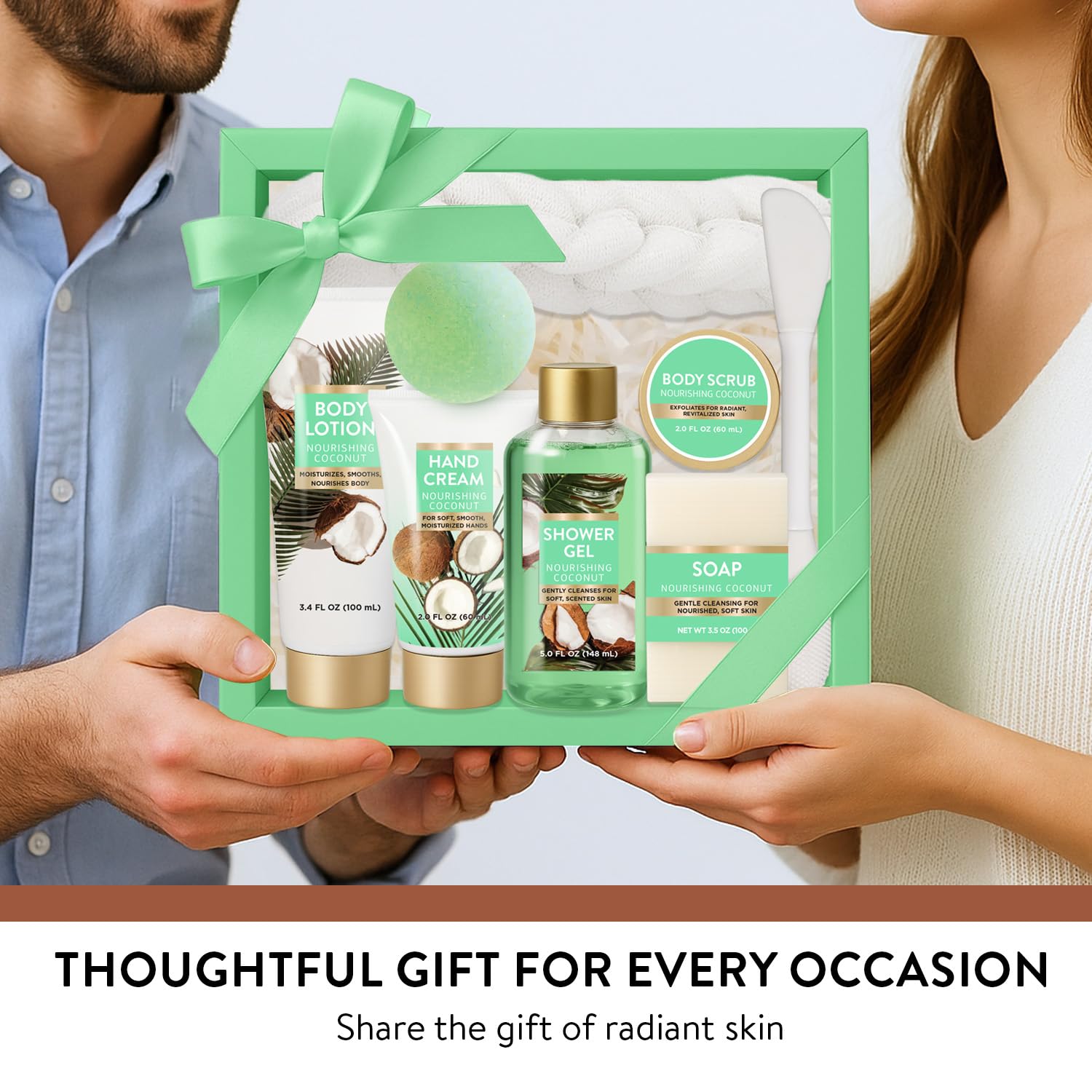 Spa Luxetique 8-Piece Bath & Body Gift Set for Women | Tropical Coconut Spa Gift