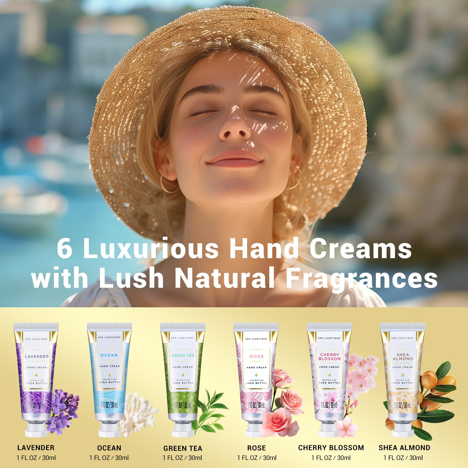 Spa Luxetique Hand Cream Set – 6 Travel-Size Lotions for Dry Hands | Gifts for Women