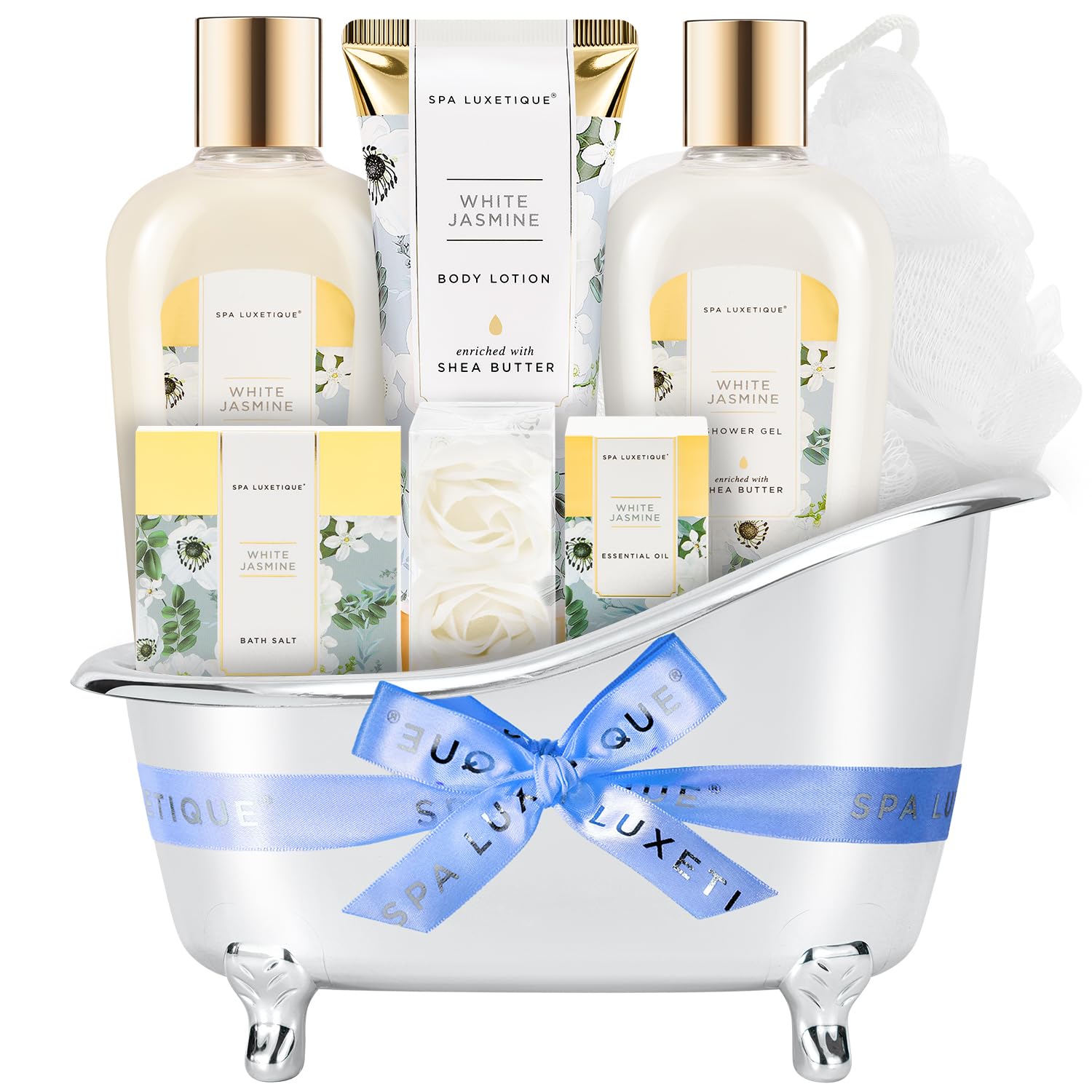 Spa Luxetique 8-Piece Jasmine Gift Basket – Spa Gifts for Women