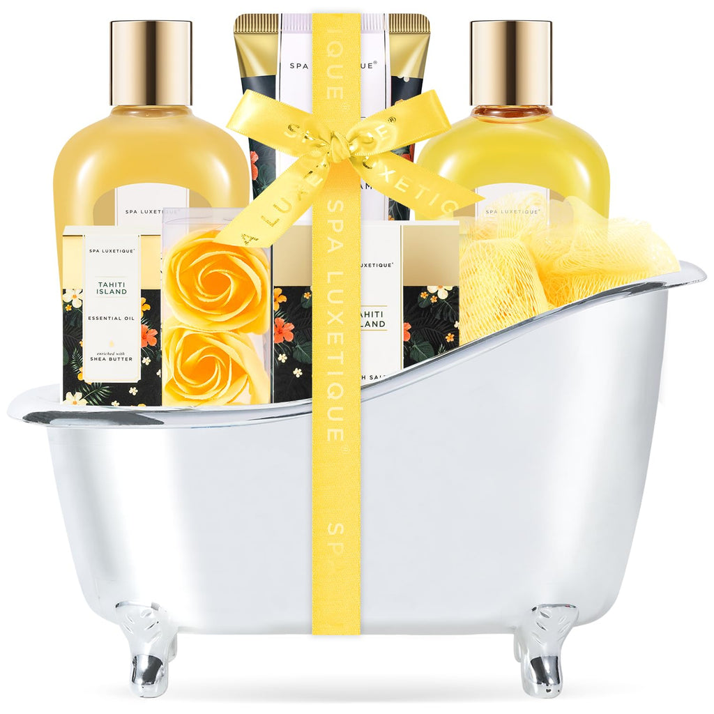 Spa Luxetique Spa Gift Baskets for Women – 8-Piece Yellow Bath Set