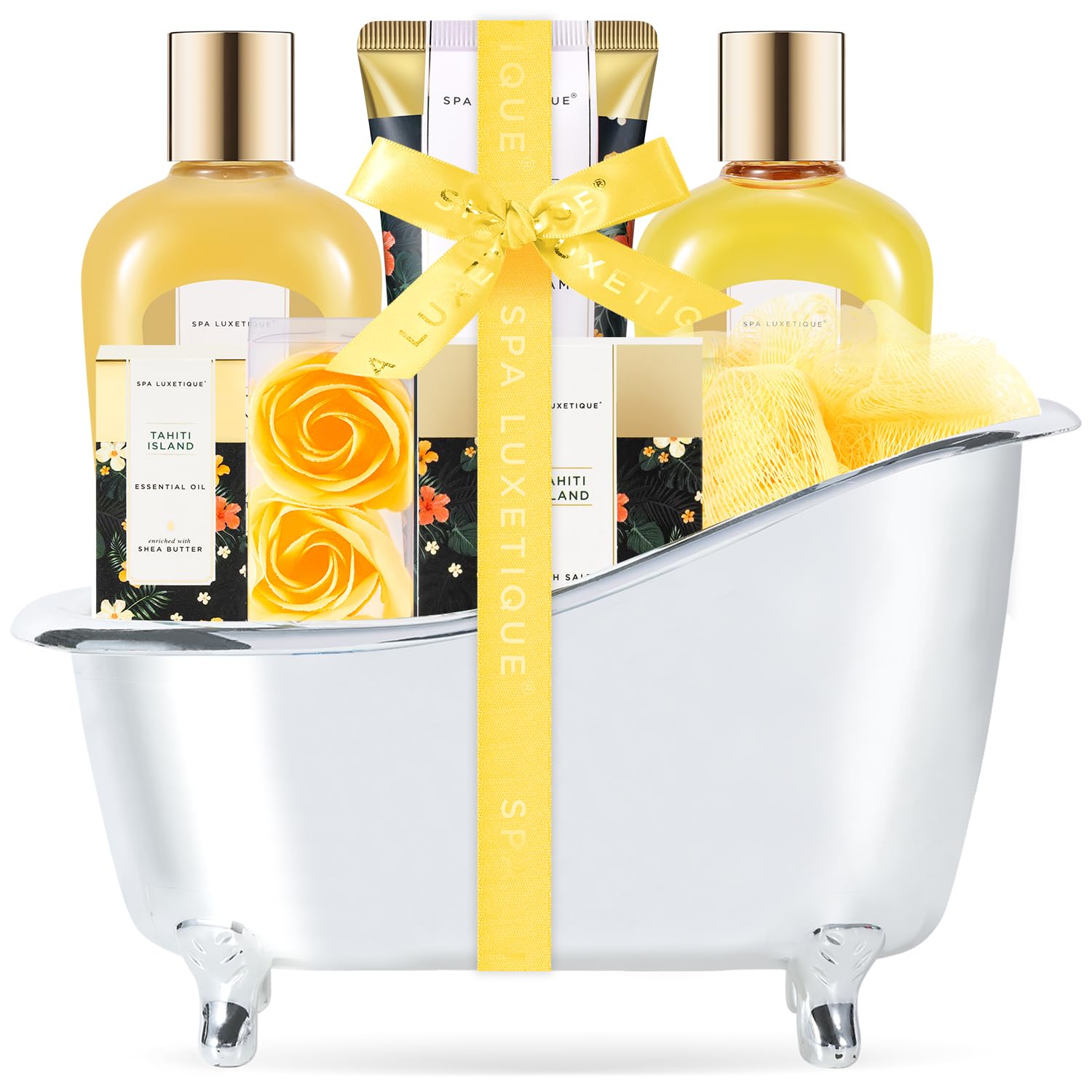 Spa Luxetique Spa Gift Baskets for Women – 8-Piece Yellow Bath Set