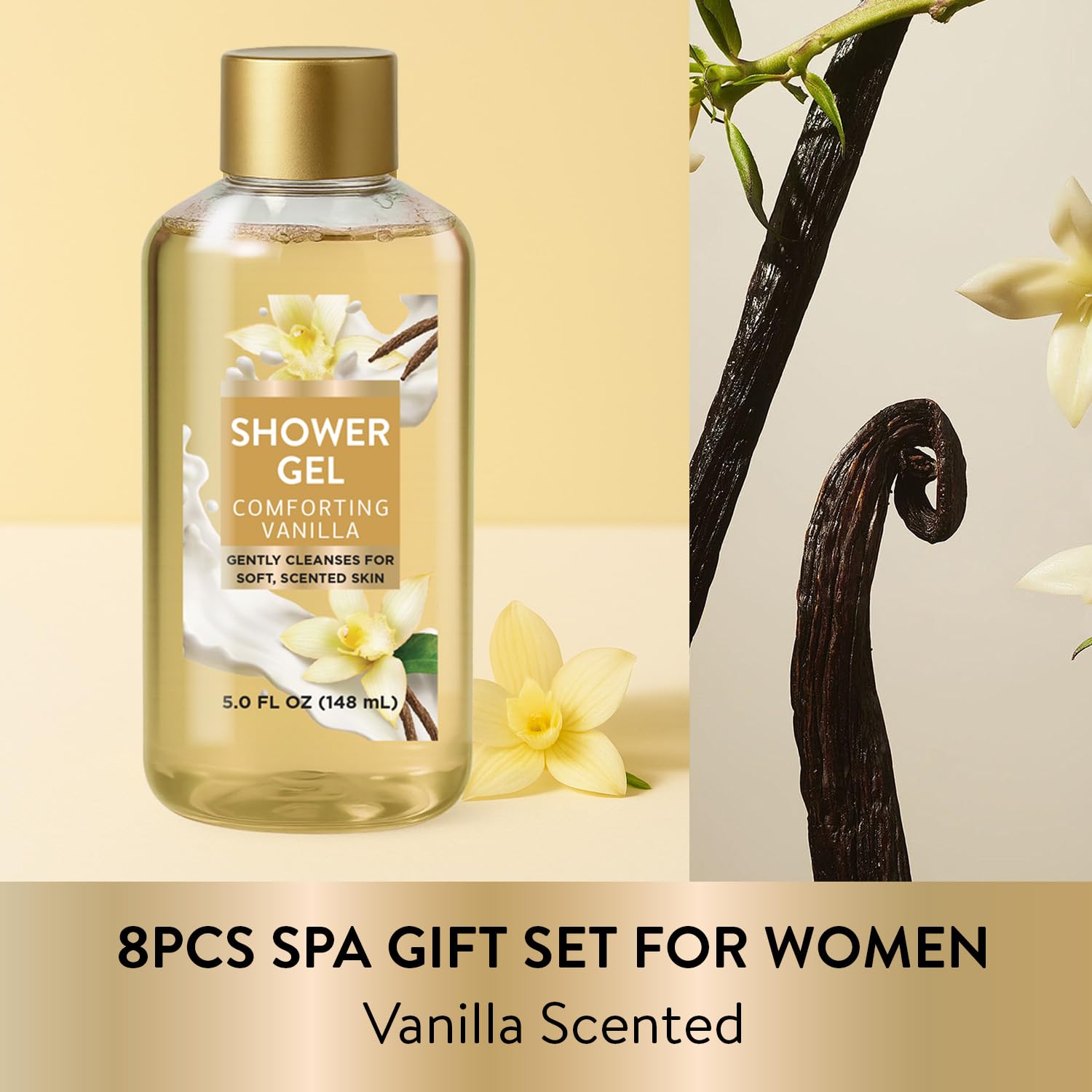 Spa Luxetique 8-Piece Vanilla Bath & Body Gift Set for Women | Self-Care Spa Gift