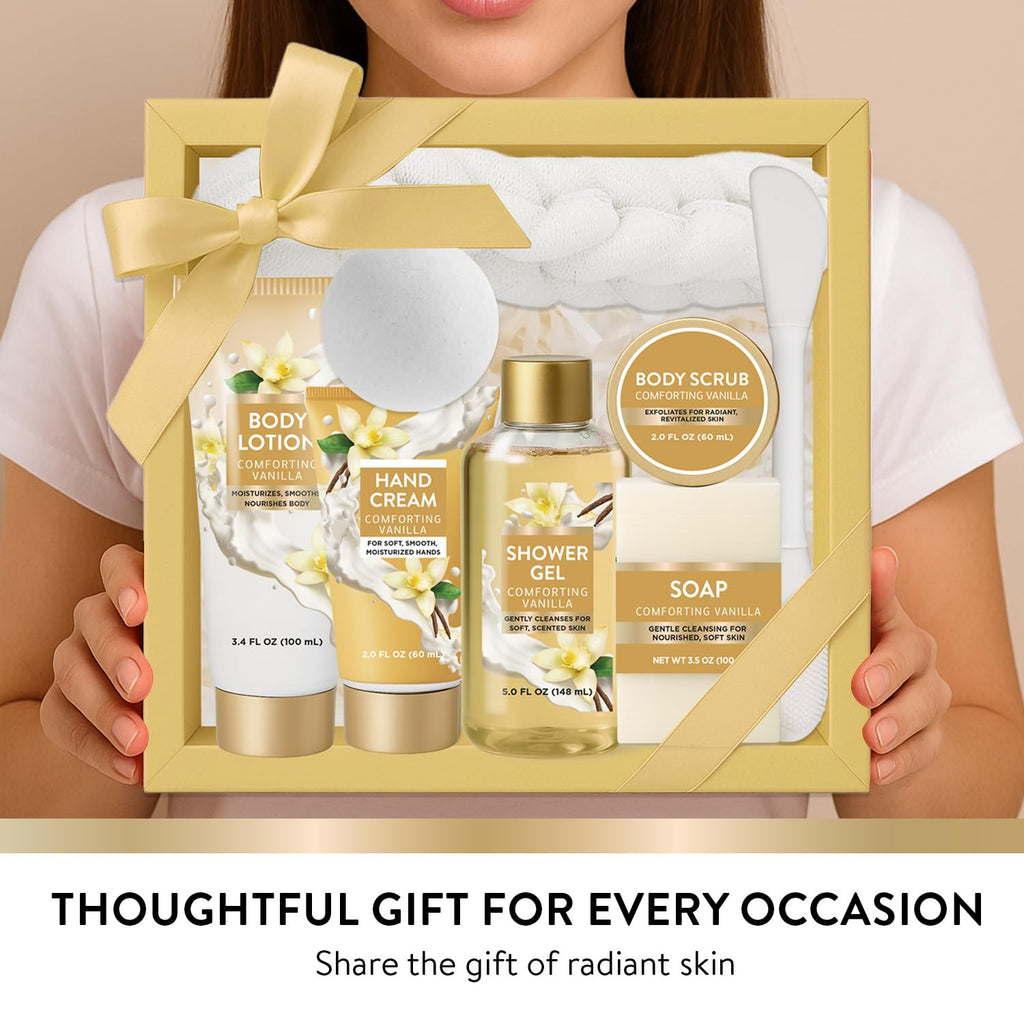 Spa Luxetique 8-Piece Vanilla Bath & Body Gift Set for Women | Self-Care Spa Gift