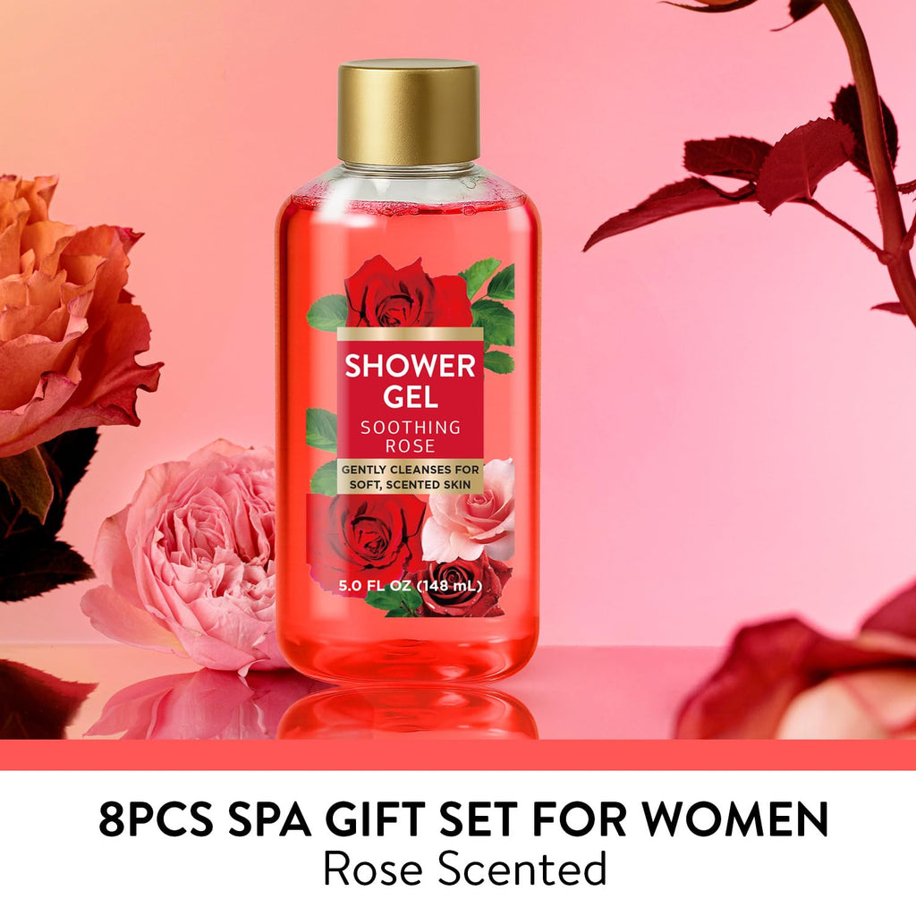 Spa Luxetique World 8-Piece Rose Gift Set for Women – Romantic Rose Bath & Body Gift