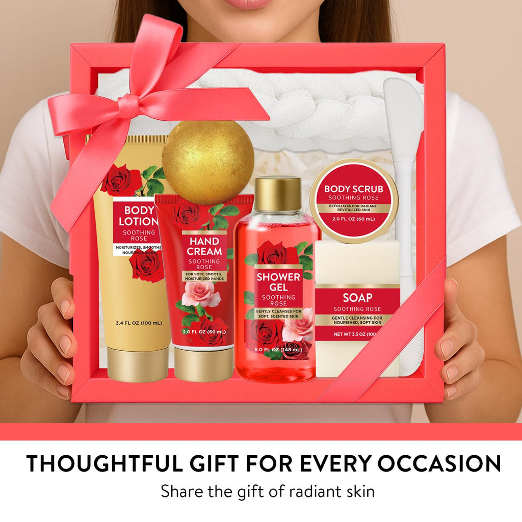 Spa Luxetique World 8-Piece Rose Gift Set for Women – Romantic Rose Bath & Body Gift