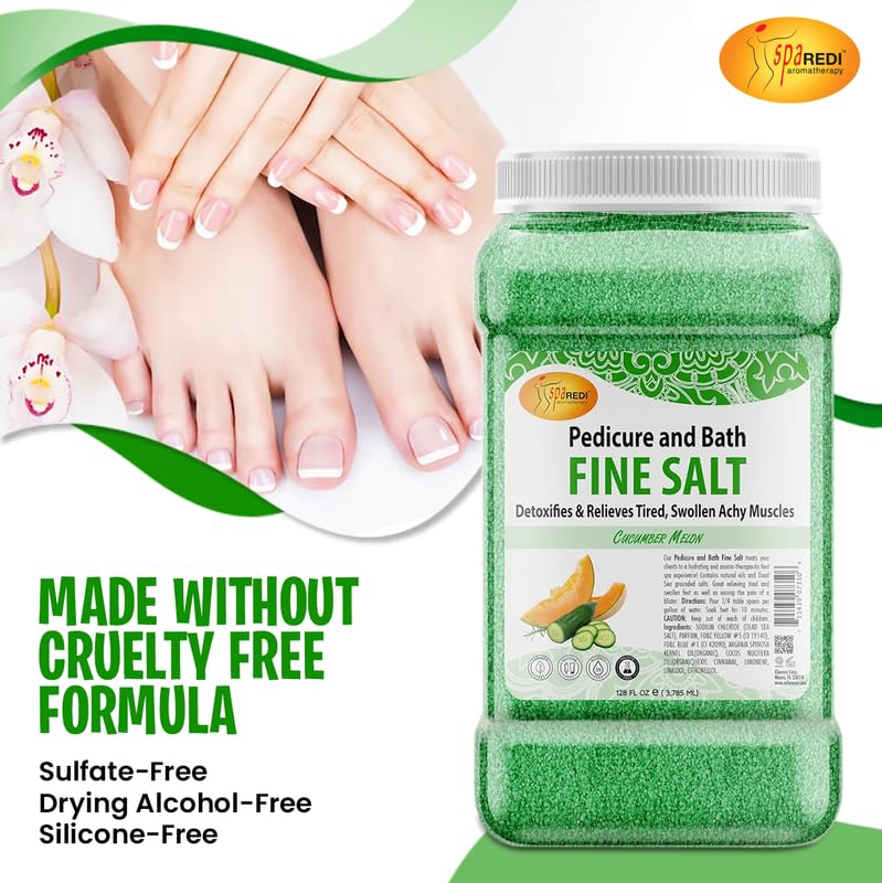 SPA REDI Detox Foot Soak – Dead Sea Salt, Argan & Coconut Oils, Cucumber & Melon, 128 oz