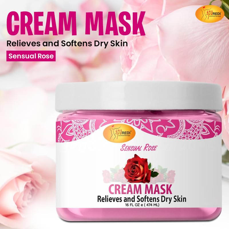SPA REDI Body & Foot Cream Mask, Sensual Rose – Hydrating 16 oz with Hyaluronic Acid & Amino Acids